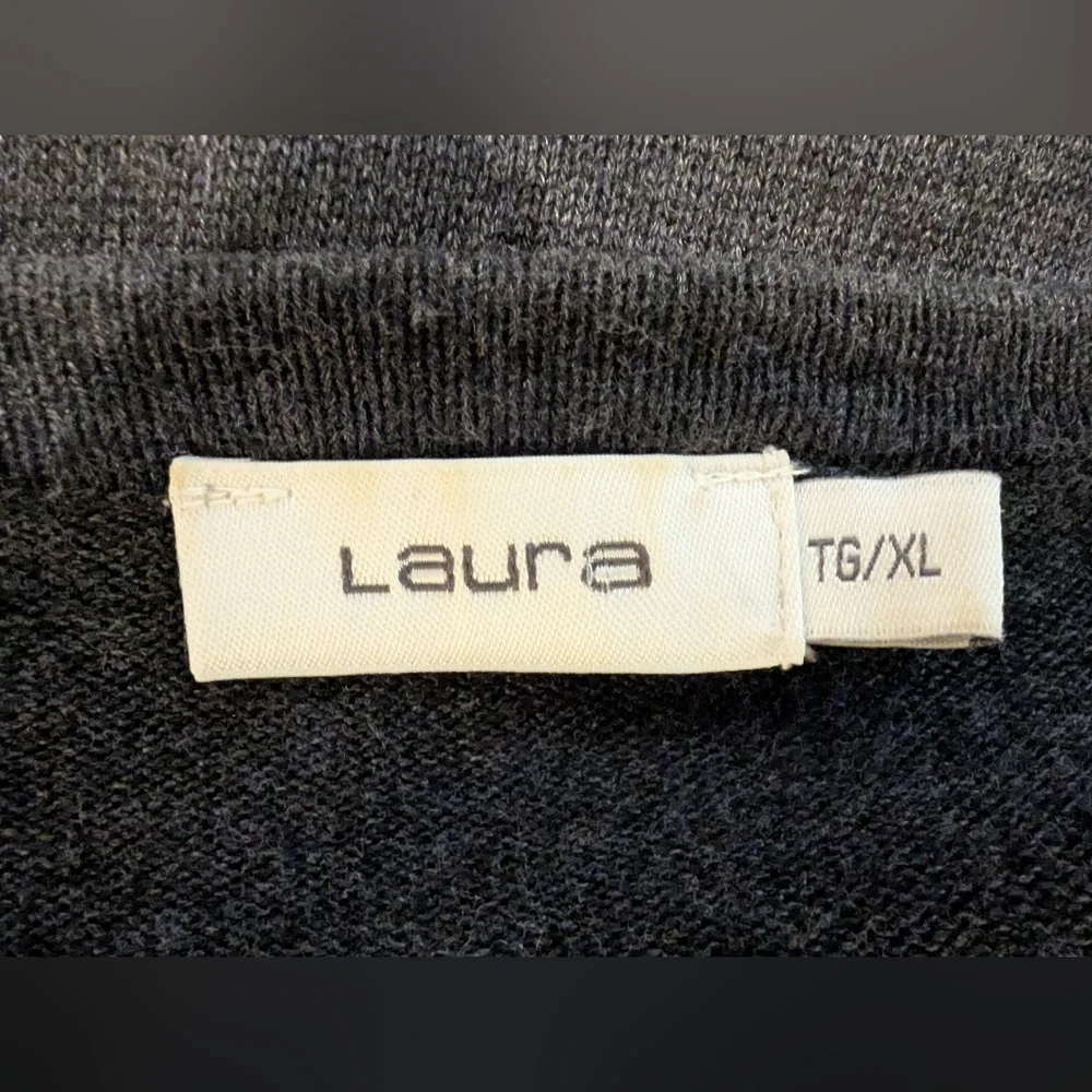 Charcoal Scoop Neck Sweater Crossover Layered Sweater by Laura Size XL - Picture 8 of 8